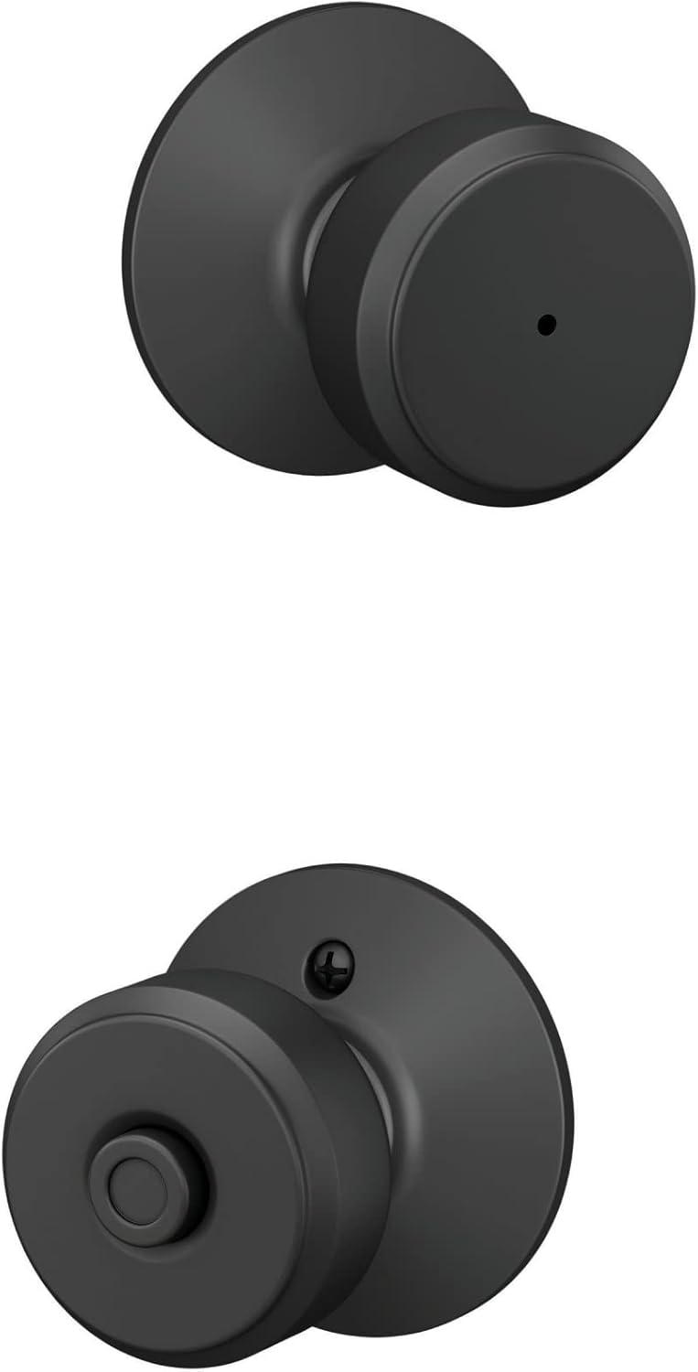 Matte Black Schlage Bowery Door Knob F40 BWE 622 for Bed & Bath Privacy Lock - WildKart