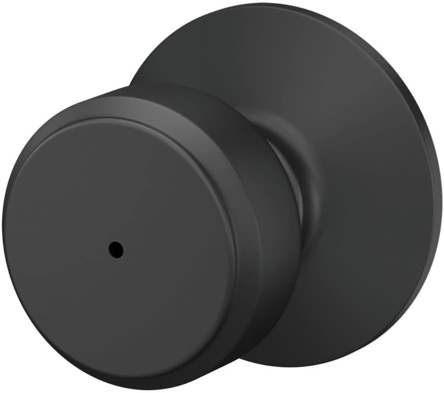 Matte Black Schlage Bowery Door Knob F40 BWE 622 for Bed & Bath Privacy Lock - WildKart