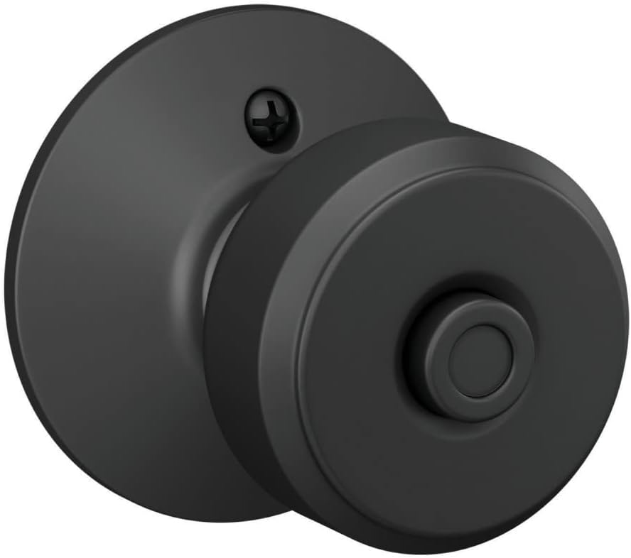 Matte Black Schlage Bowery Door Knob F40 BWE 622 for Bed & Bath Privacy Lock - WildKart