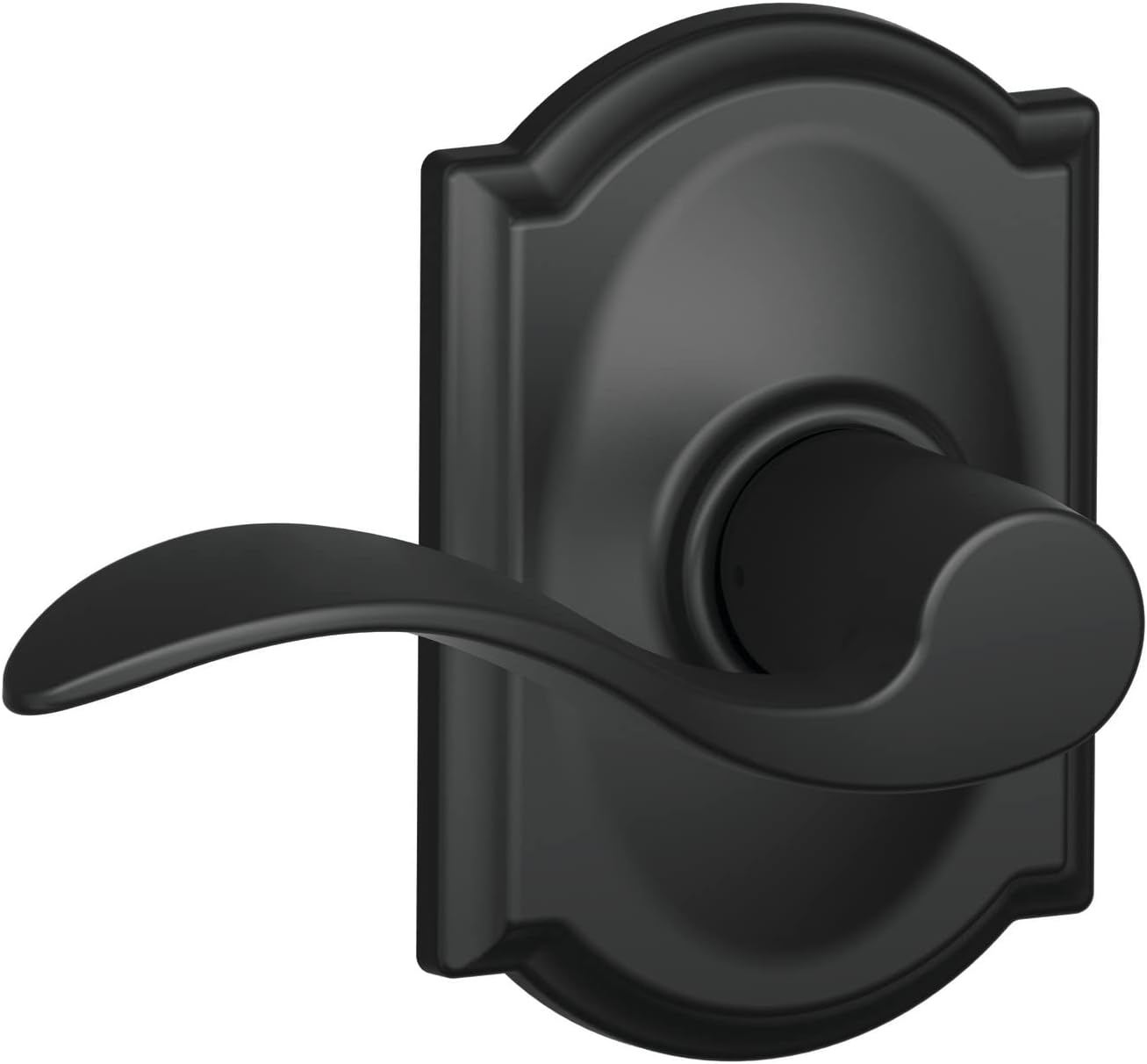 Matte Black Schlage F10 ACC 622 CAM Accent Door Lever with Camelot Trim for Hall & Closet - Passage Lock