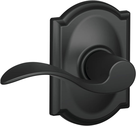 Matte Black Schlage F10 ACC 622 CAM Accent Door Lever with Camelot Trim for Hall & Closet - Passage Lock