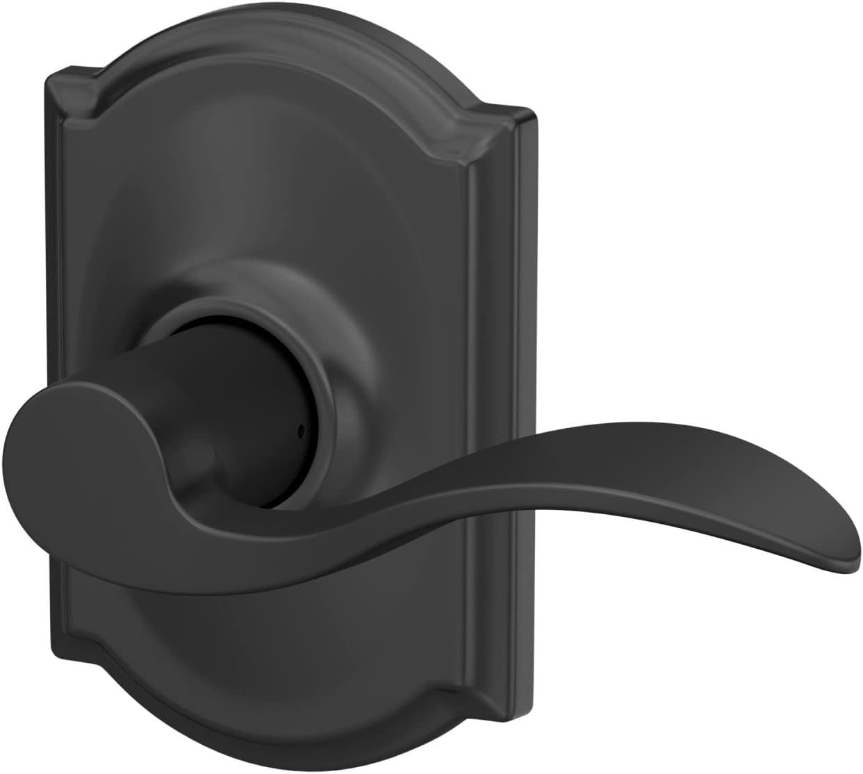 Matte Black Schlage F10 ACC 622 CAM Accent Door Lever with Camelot Trim for Hall & Closet - Passage Lock