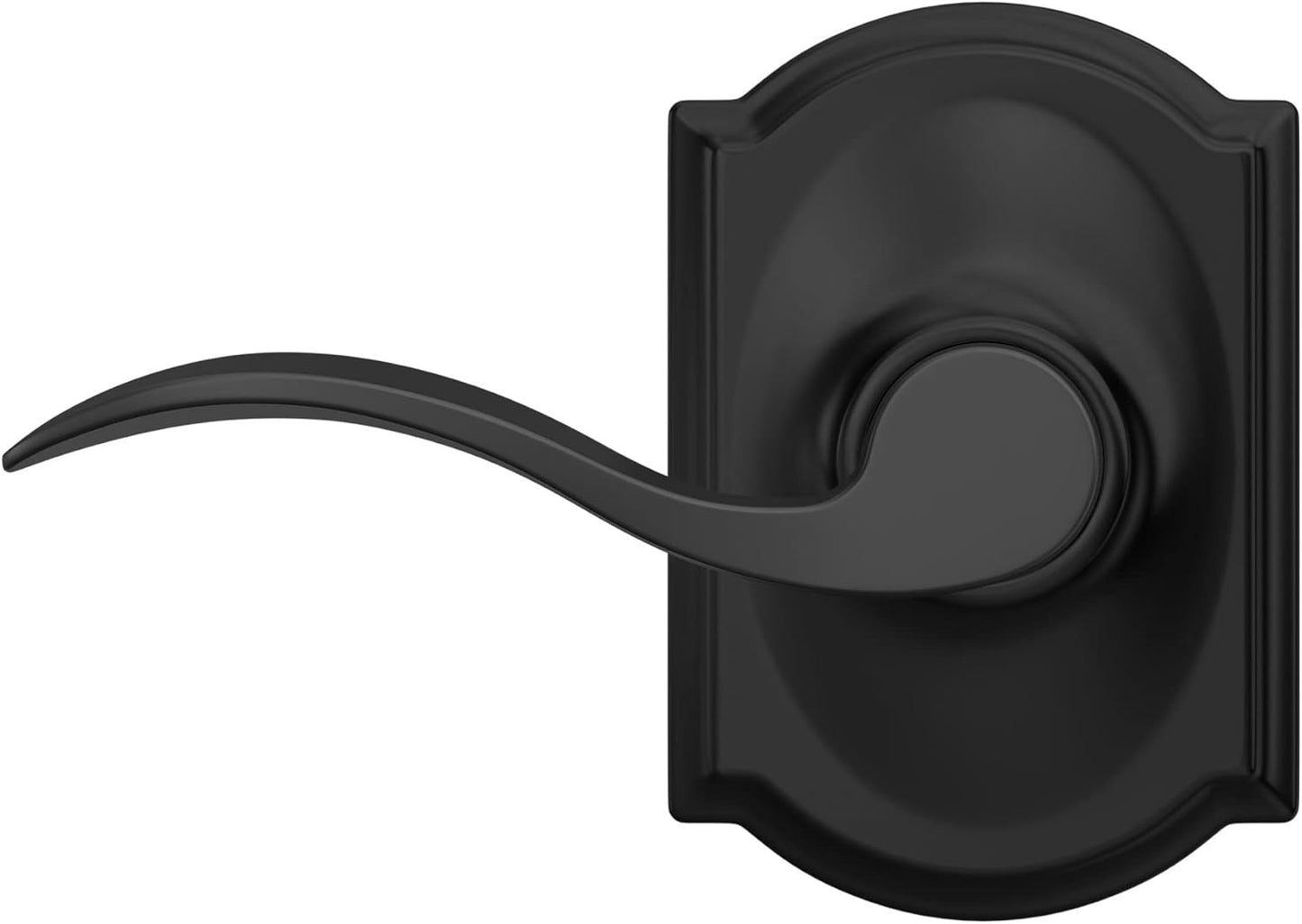 Matte Black Schlage F10 ACC 622 CAM Accent Door Lever with Camelot Trim for Hall & Closet - Passage Lock