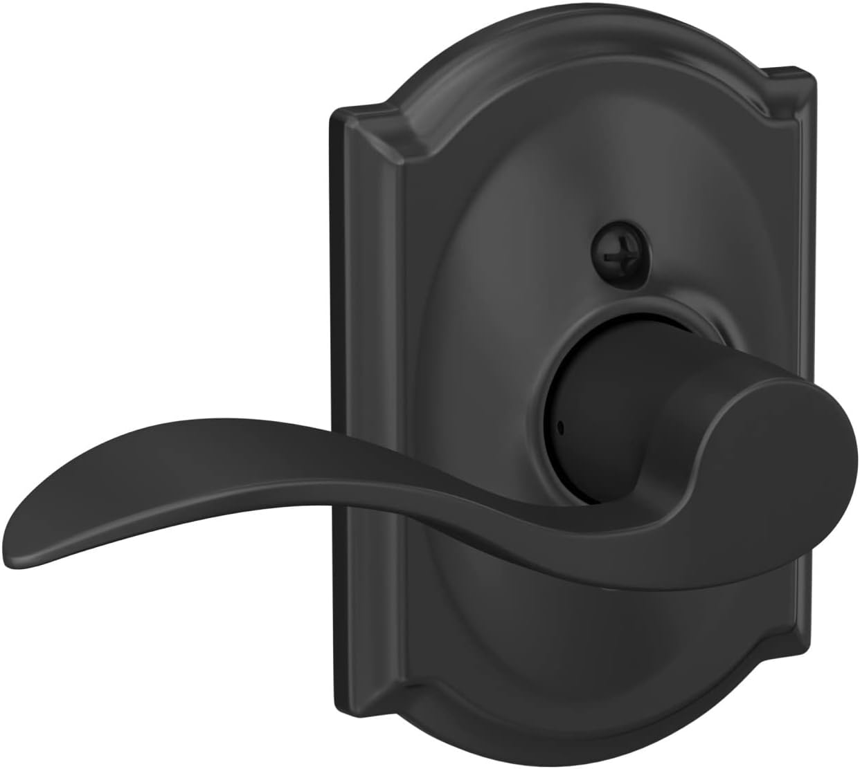 Matte Black Schlage F10 ACC 622 CAM Accent Door Lever with Camelot Trim for Hall & Closet - Passage Lock