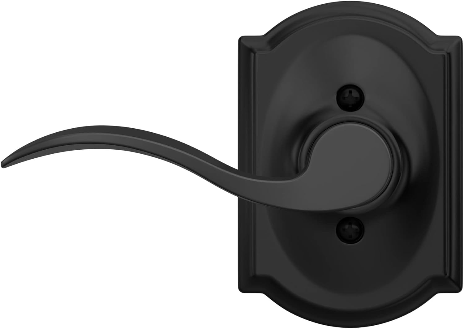 Matte Black Schlage F10 ACC 622 CAM Accent Door Lever with Camelot Trim for Hall & Closet - Passage Lock