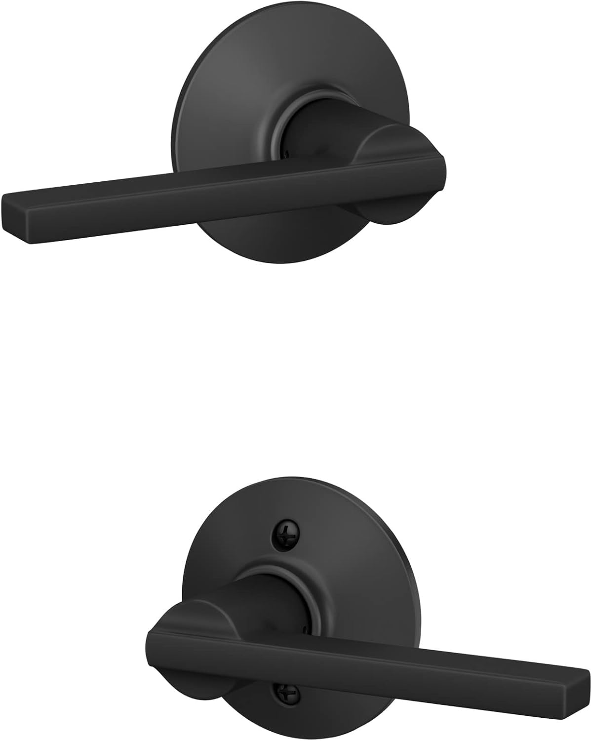 Matte Black Schlage F10 V LAT 622 Latitude Hall & Closet Passage Door Lever - WildKart