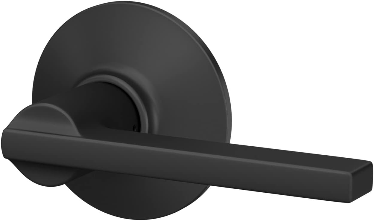 Matte Black Schlage F10 V LAT 622 Latitude Hall & Closet Passage Door Lever - WildKart
