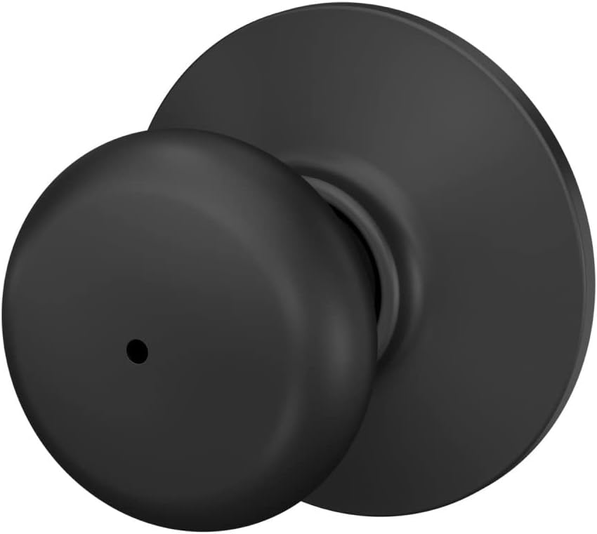 Matte Black Schlage F40 PLY 622 Plymouth Door Knob for Bed & Bath Privacy Lock - WildKart