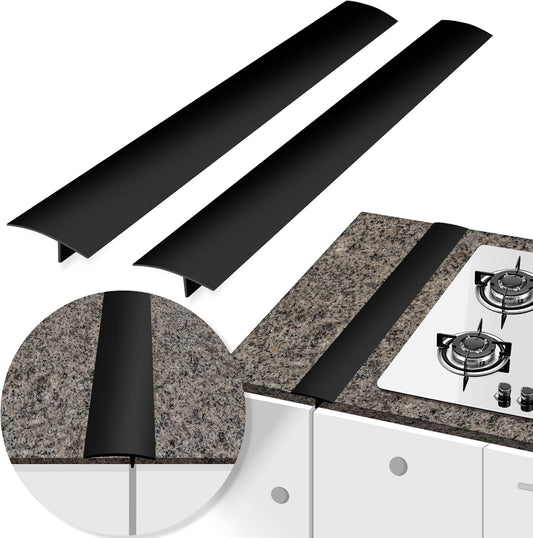 Matte Black Silicone Stove Counter Gap Filler - 21" Heat Resistant Kitchen Stove Counter Cover - Easy to Clean