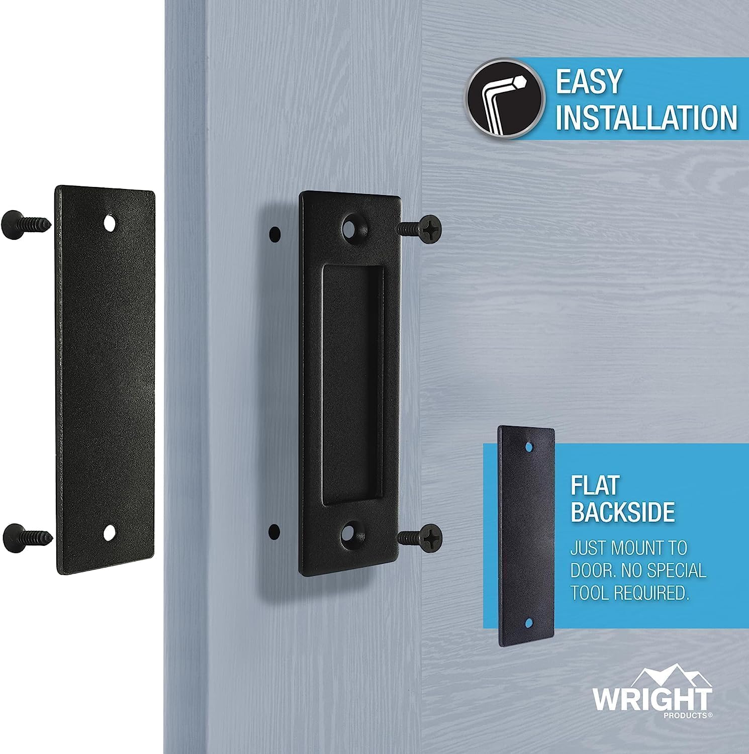 Matte Black Sliding Barn Door Handle Set by Wright Products - Includes Mounting Hardware - 1 Pack