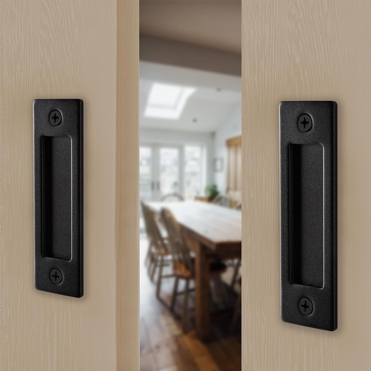 Matte Black Sliding Barn Door Handle Set by Wright Products - Includes Mounting Hardware - 1 Pack
