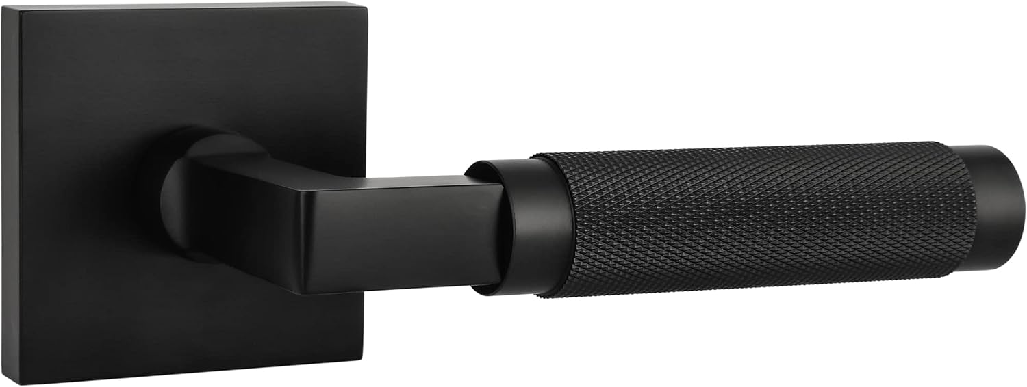 Matte Black Solid Brass Lever Passage Door Handle for Hallway & Closet - Hardware Soho Model