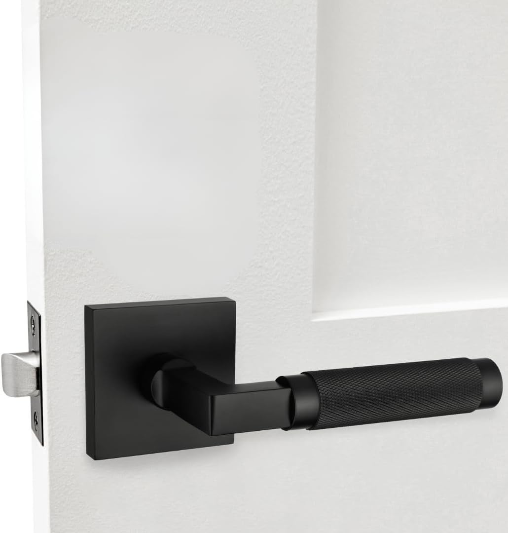 Matte Black Solid Brass Lever Passage Door Handle for Hallway & Closet - Hardware Soho Model