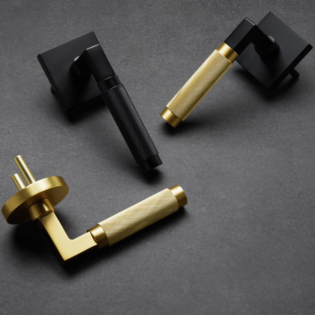 Matte Black Solid Brass Lever Passage Door Handle for Hallway & Closet - Hardware Soho Model