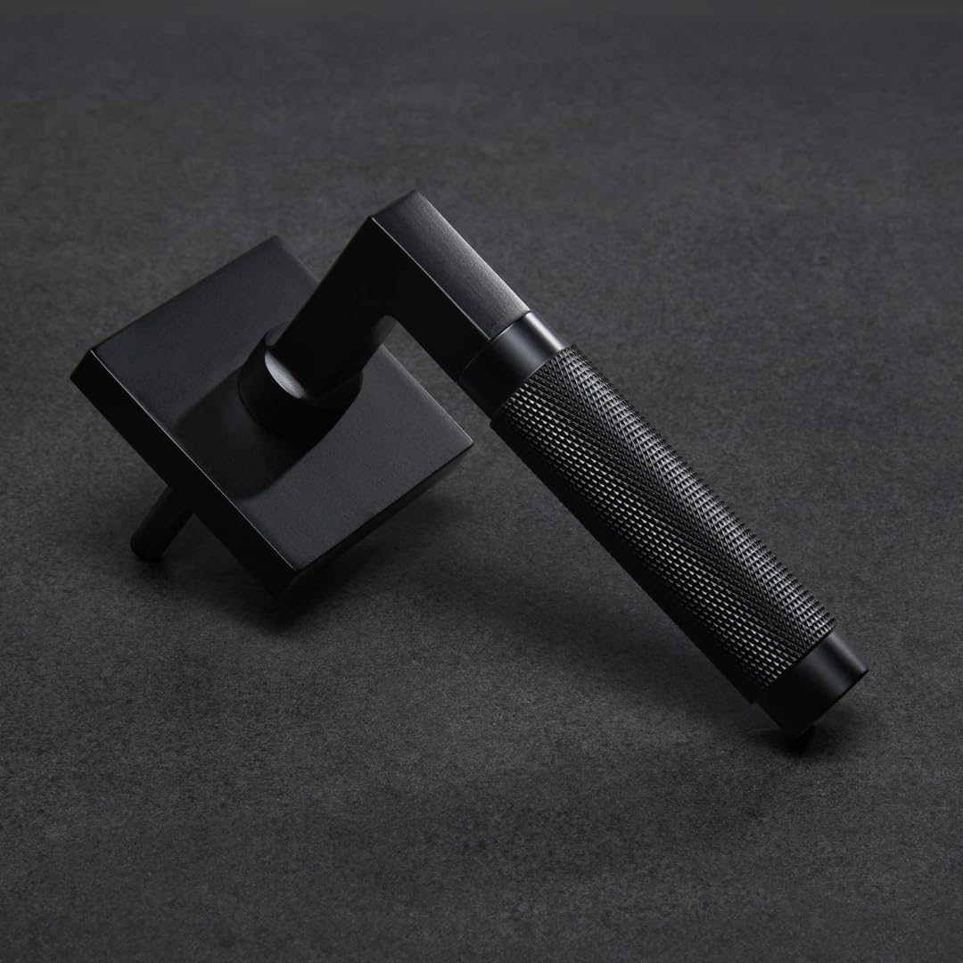 Matte Black Solid Brass Lever Passage Door Handle for Hallway & Closet - Hardware Soho Model