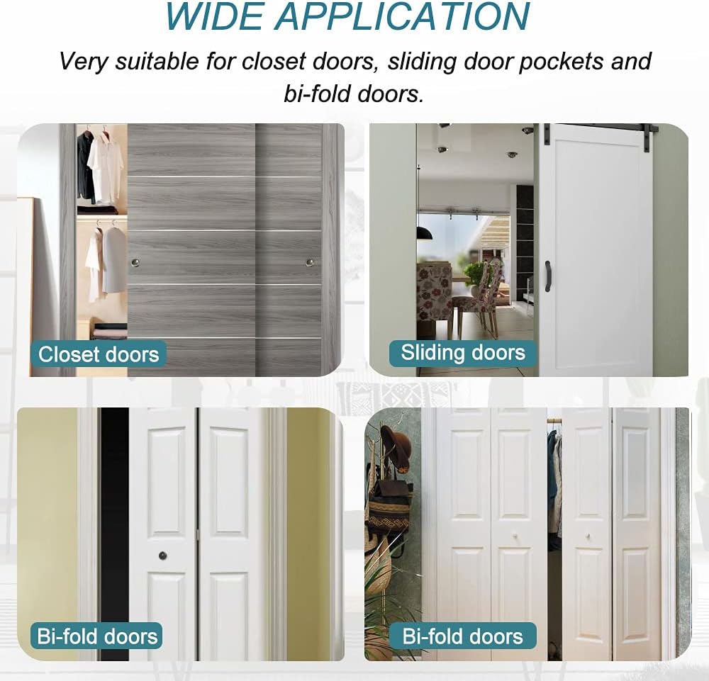 Matte Black Solid Brass Sliding Door Lock with Pull, 2 Pack - Privacy Pocket Door Lock for 1-3/8” Thickness Door, 2-3/4”x2-1/2” - WildKart