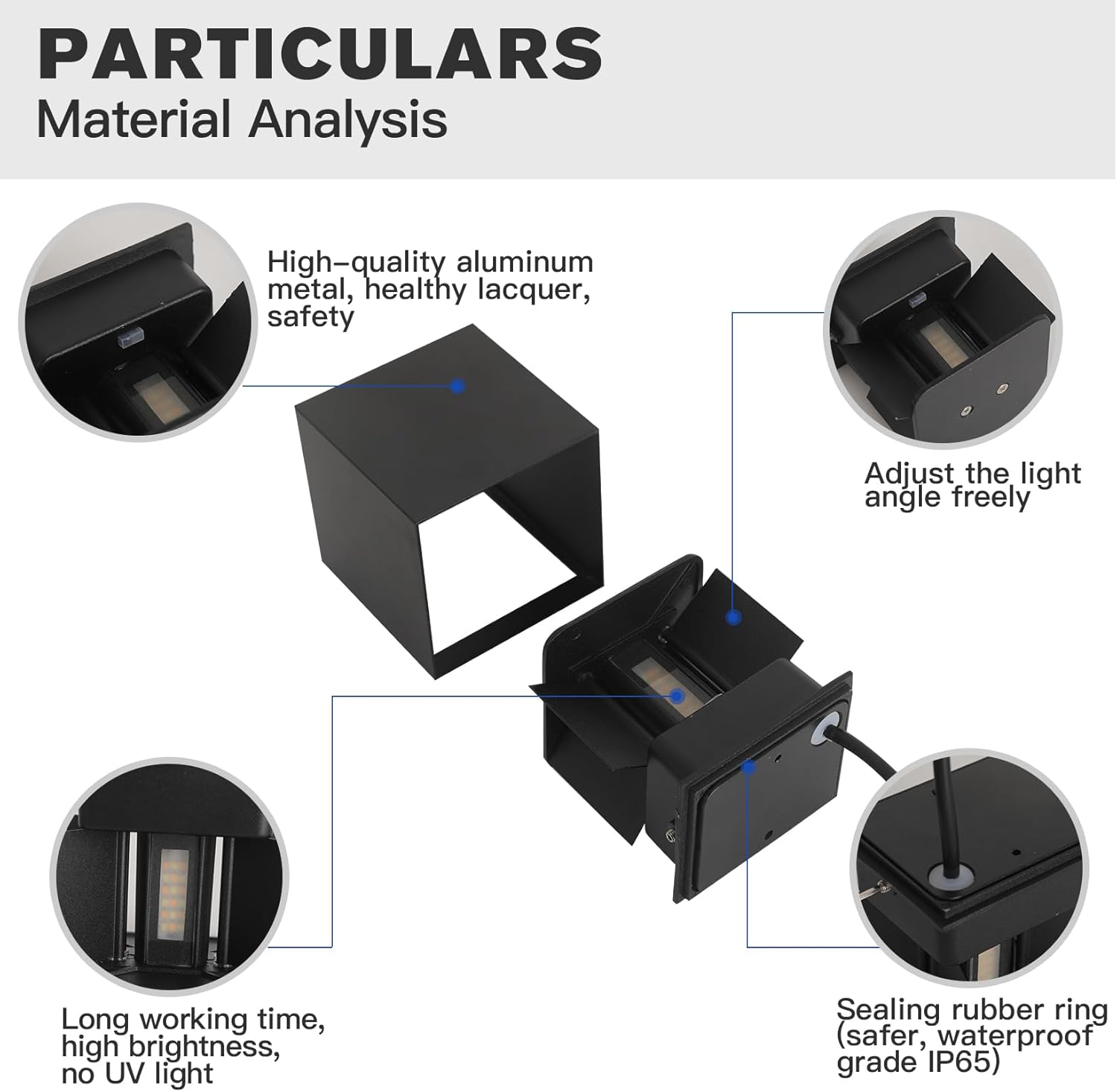 Matte Black Square Wall Sconces - Outdoor & Indoor Wall Lights 2 Pack - Waterproof & Rust-Resistant 15W Wall Lamp - Adjustable Beam & 3-Color-Temperature Dimming - 4.33-Inch Square Lights