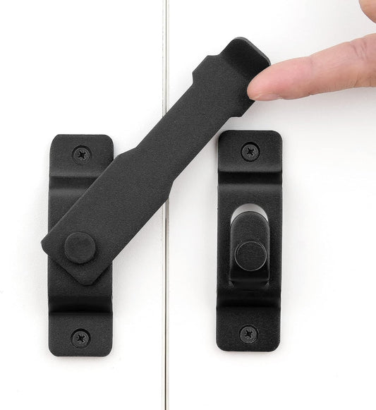 Matte Black Stainless Steel Barn Door Latch Set - 2 Pack, Bi-fold & Sliding Door Locks for Wine Cabinets, Closets, Gates