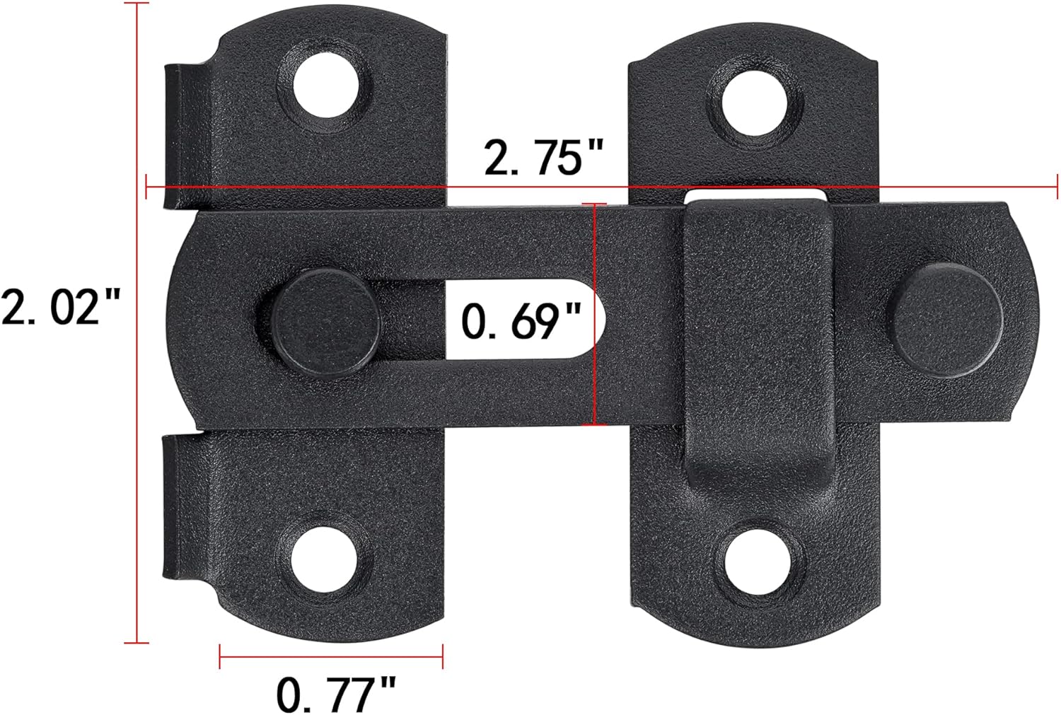 Matte Black Stainless Steel Barn Door Latch Set - 4 Pack, 2.75" x 2.02" Bi-fold Lock for Sliding Doors, Antique Closet Wine Cabinet Gate Latches