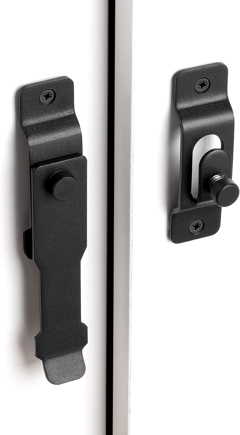 Matte Black Stainless Steel Barn Door Latch Set - 2 Pack, Bi-fold & Sliding Door Locks for Wine Cabinets, Closets, Gates