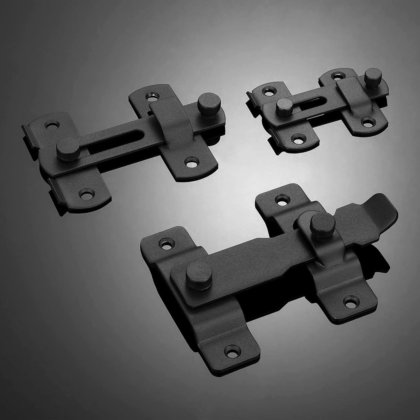 Matte Black Stainless Steel Barn Door Latch Set - 2 Pack, Bi-fold & Sliding Door Locks for Wine Cabinets, Closets, Gates