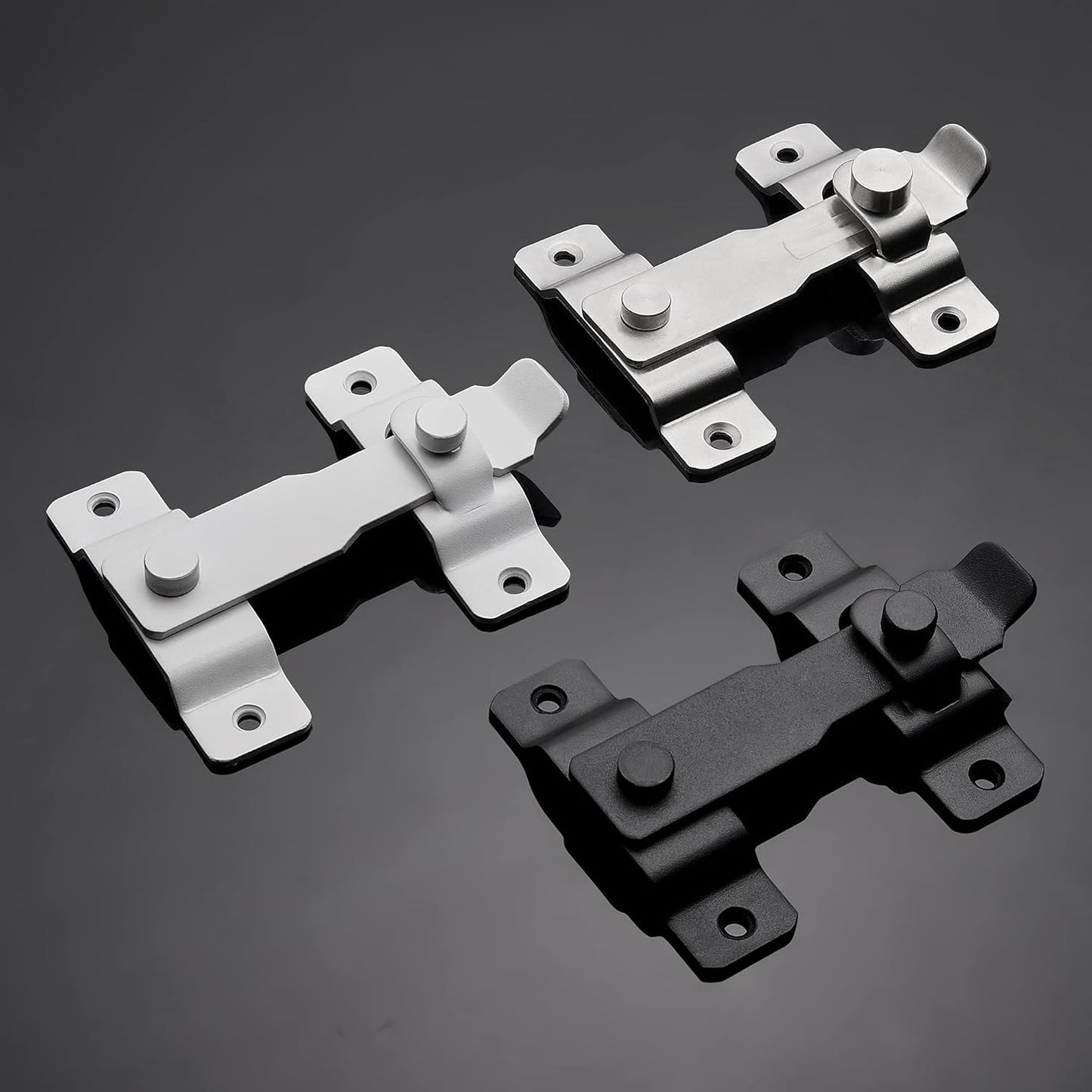 Matte Black Stainless Steel Barn Door Latch Set - 2 Pack, Bi-fold & Sliding Door Locks for Wine Cabinets, Closets, Gates