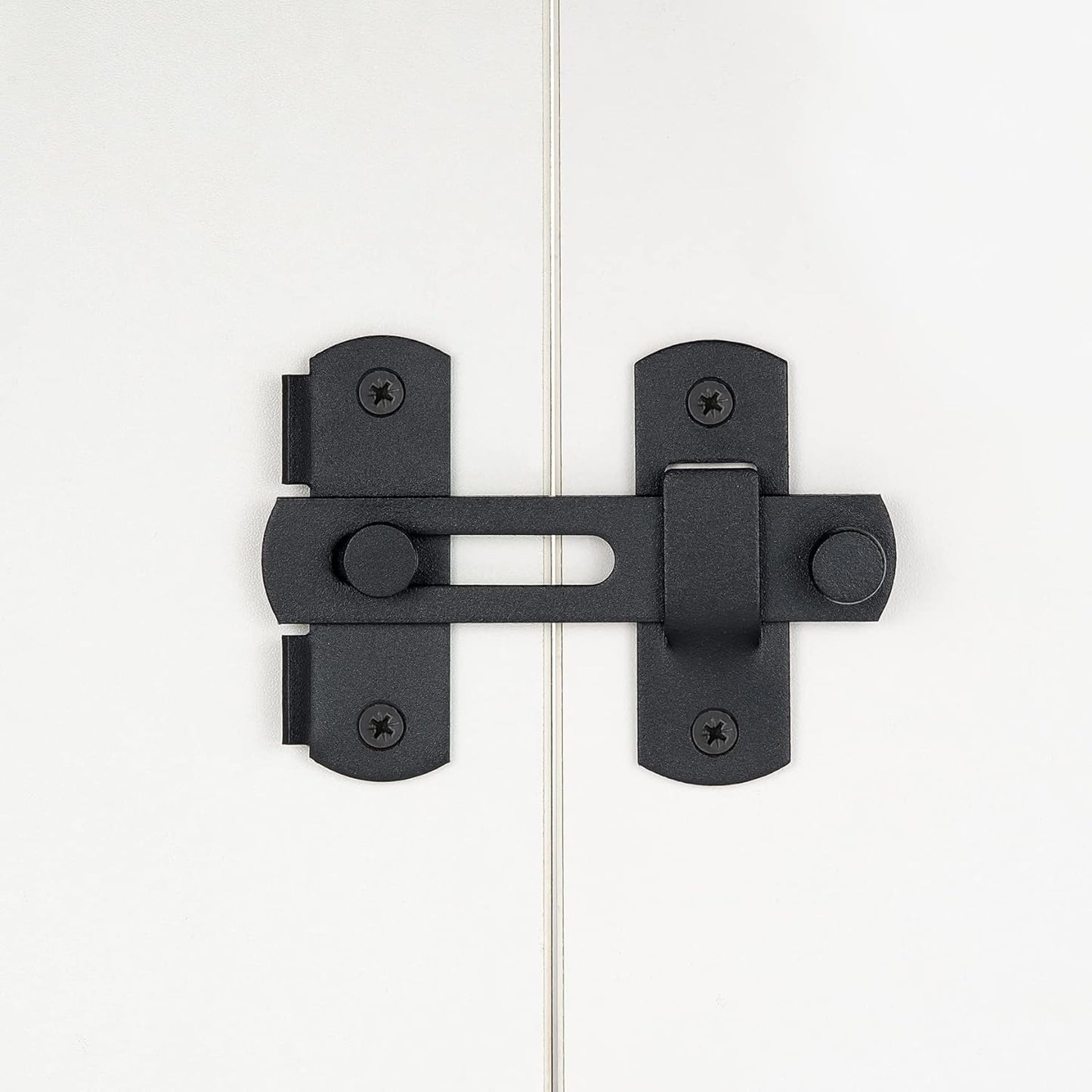 Matte Black Stainless Steel Barn Door Latches, Pack of 4 - Ideal for Bi-fold, Sliding, Wine Cabinet, and Closet Doors