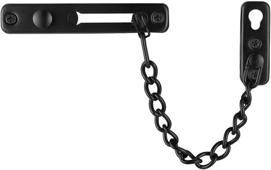 Matte Black Stainless Steel Door Chain Lock with Spring Press Lock - HDC100-PB