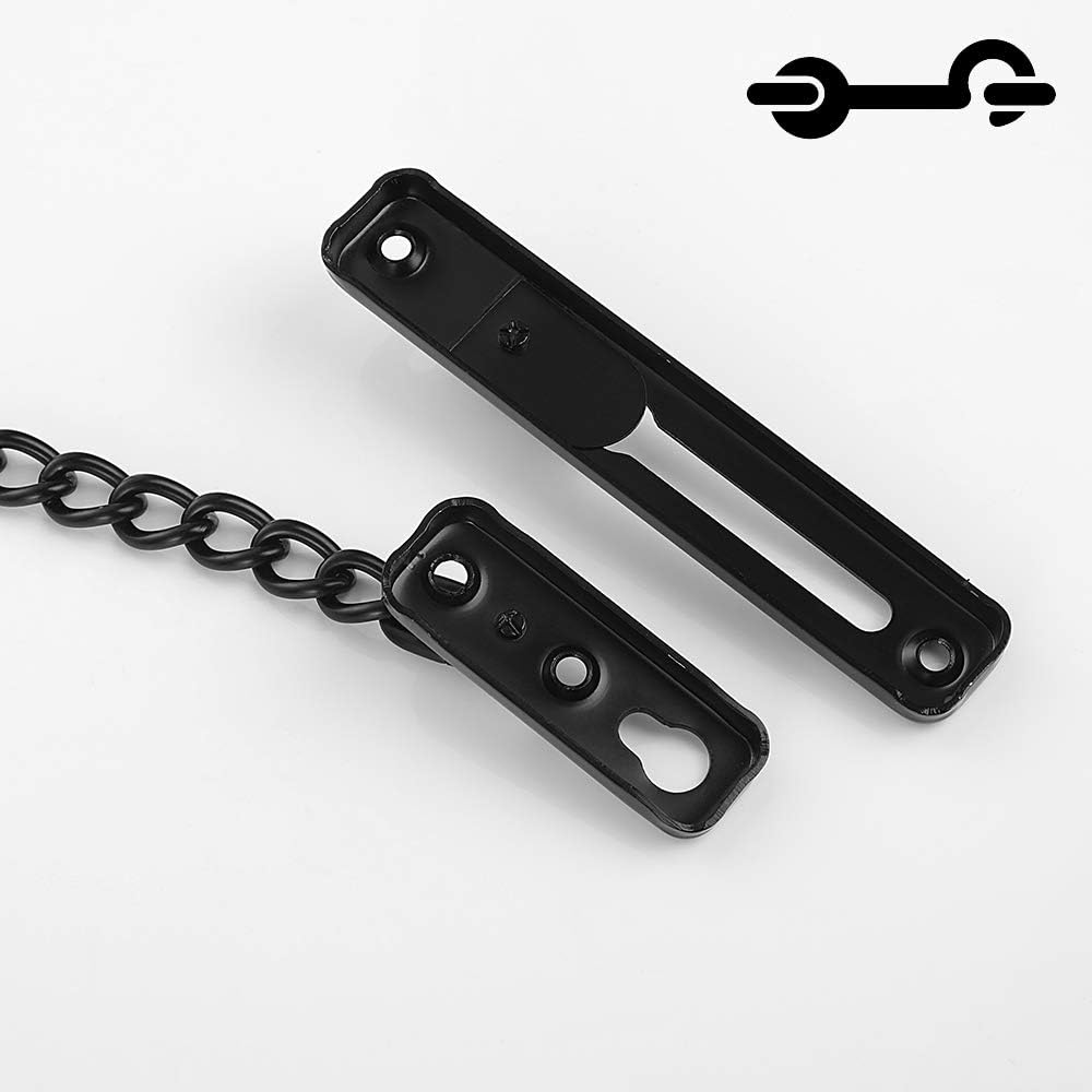 Matte Black Stainless Steel Door Chain Lock with Spring Anti-Theft Press - JQK HDC100-PB