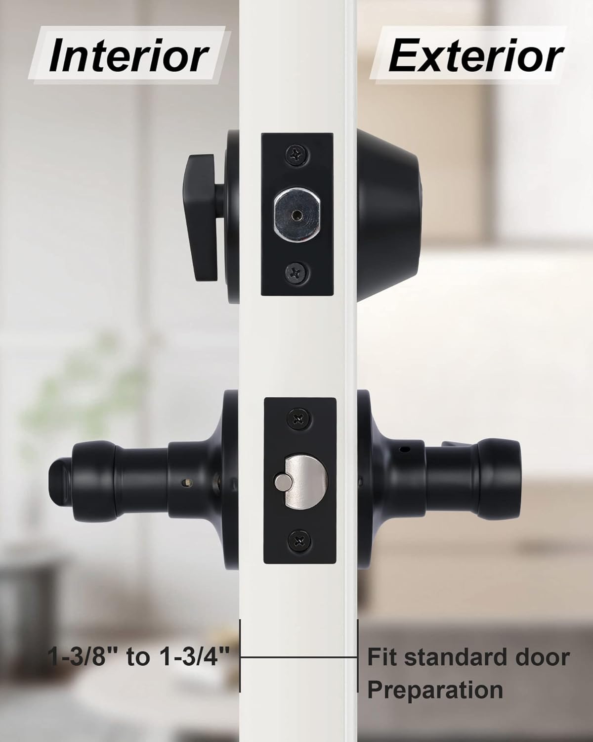 Matte Finished Front Door Lever Lockset and Deadbolt Combination Set with Keyed Alike Feature