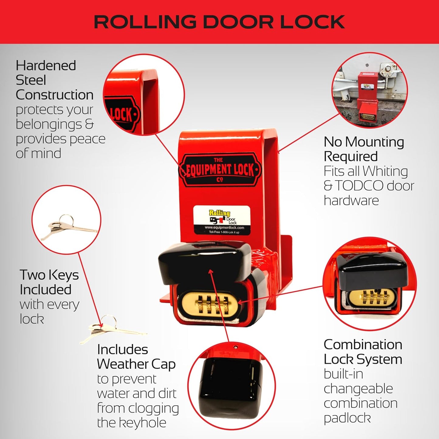 Maximum Security Rolling Door Lock for Storage Containers, Box Trucks, and Trailers - Keyed Combination System by The Equipment Lock Company