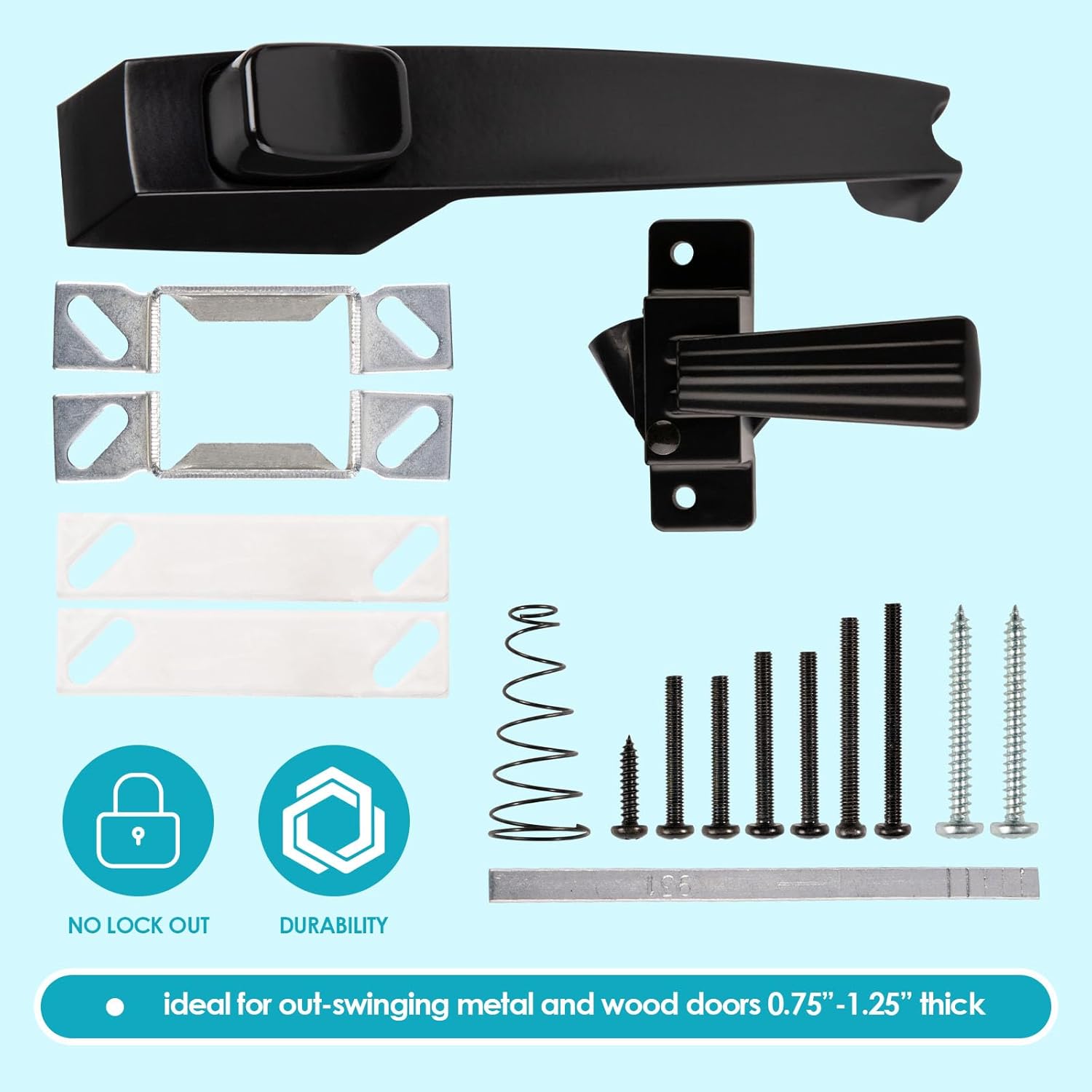MaxxGeek Black Screen and Storm Door Closer Kit with Push Button Latch Set and Protector Chain, MGPneumatic002