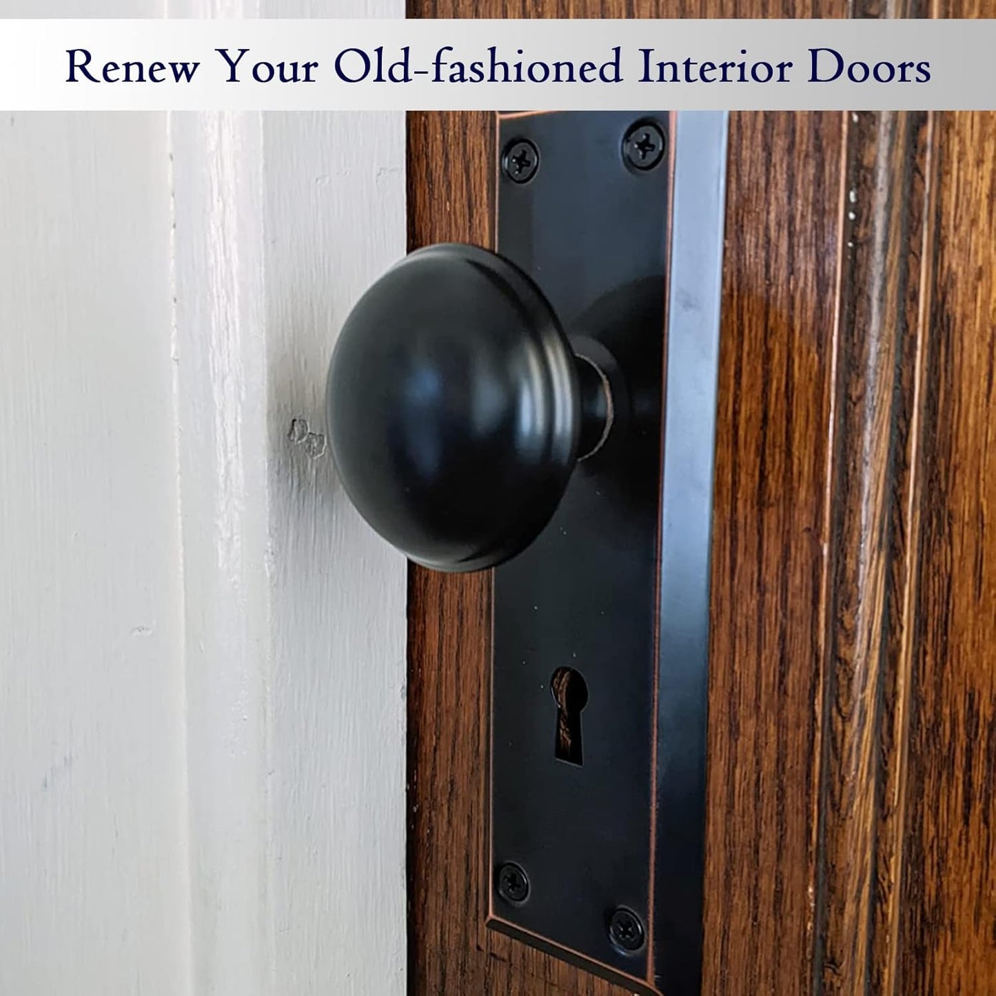 MaxxGeek Mortise Keyed Lock Set with Classic Knobs, Ideal for Antique Door Knob Replacement, Fits 1-3/8 in.-1-3/4 in. Interior Doors, Oil Rubbed Bronze, 4 Pack