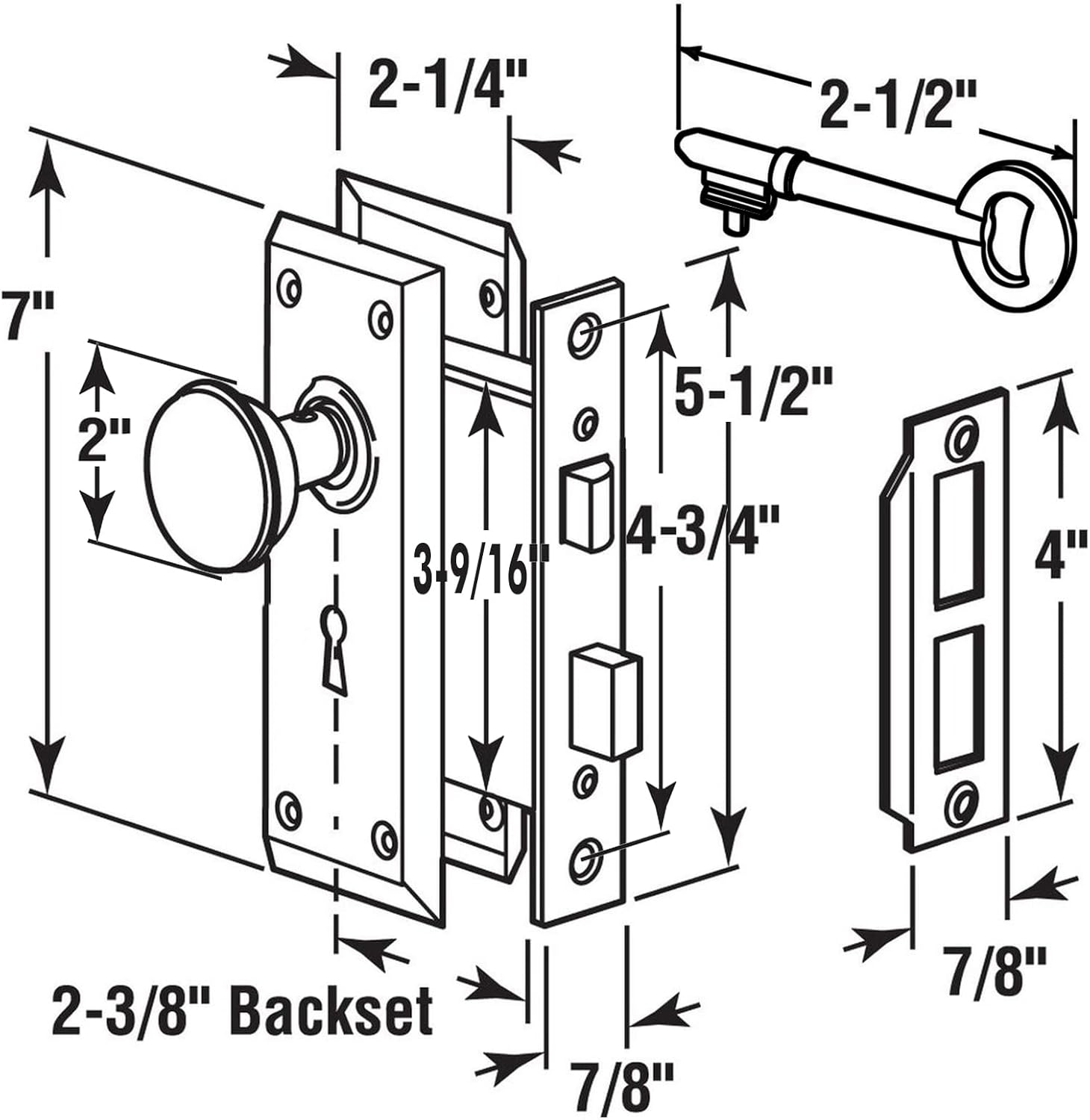 MaxxGeek Mortise Keyed Lock Set with Classic Knobs, Ideal for Antique Door Knob Replacement, Fits 1-3/8"-1-3/4" Interior Doors, Oil Rubbed Bronze - 1 Pack