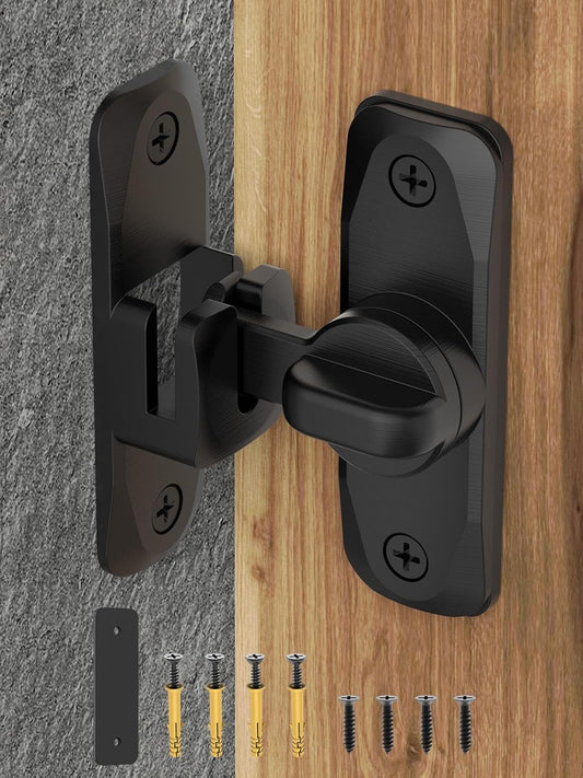 MeBantoo Black Barn Door Lock - 90/180 Degree Flip, Privacy Protection - Small Gate Latch for Barn, Garden, Bathroom, Cabinet, Window, Sliding Door