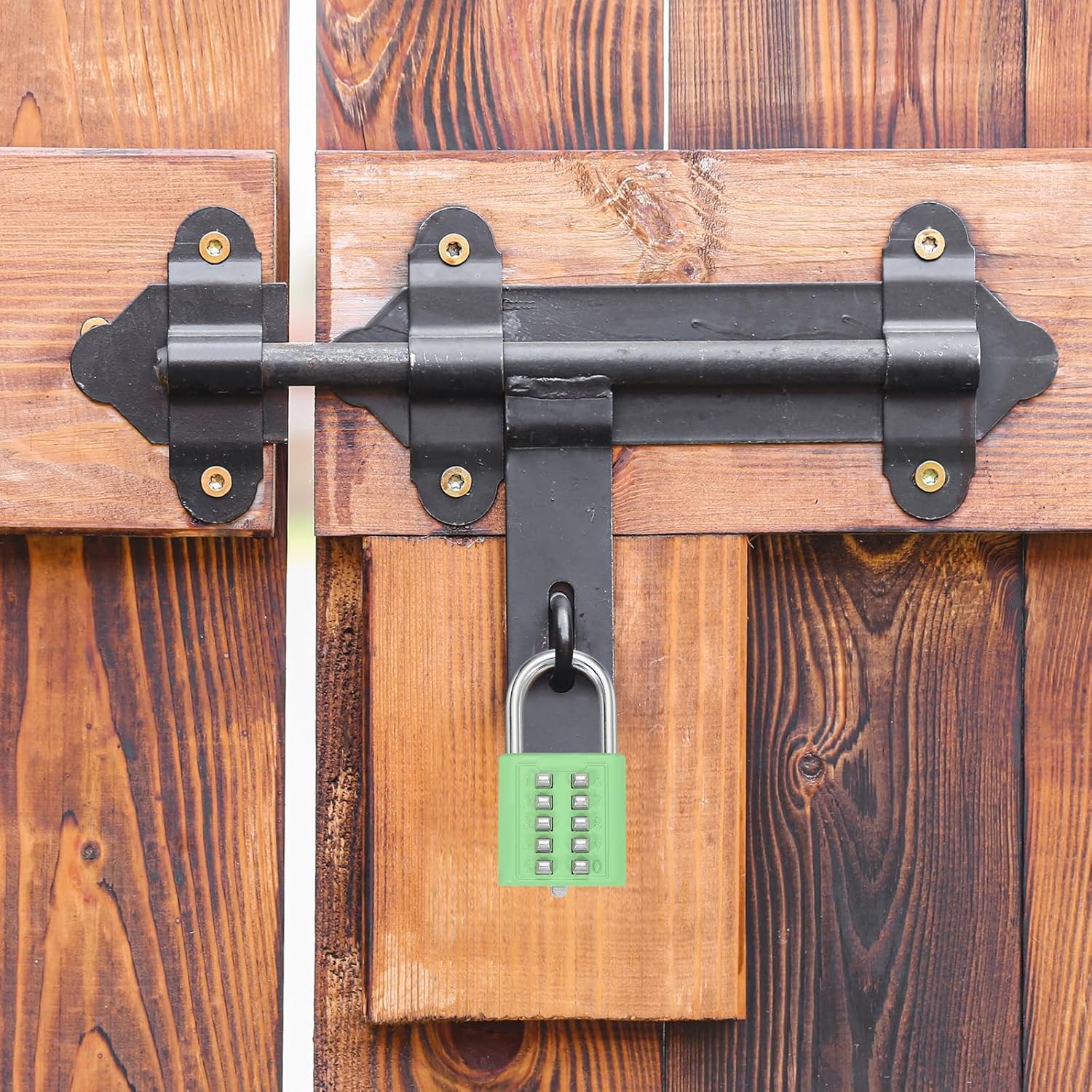 MECCANIXITY 10-Digit Push Button Combination Padlock Set for Locker Gym Sports Cabinet Toolbox - Green (2 Pack)