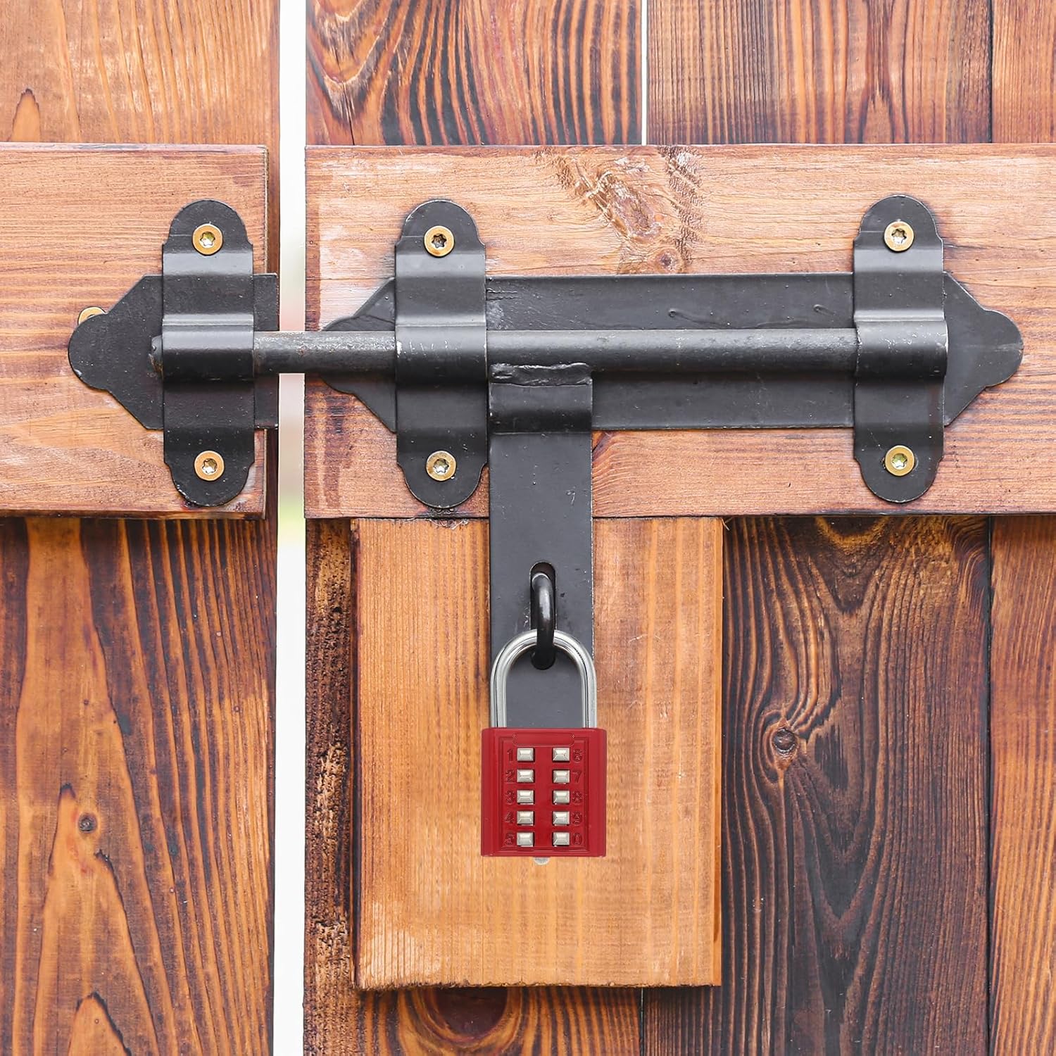 MECCANIXITY 10-Digit Push Button Padlock with 5-Position Locking Mechanism - Red, Pack of 2