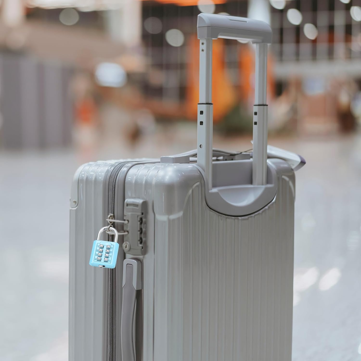 MECCANIXITY 8-Digit Push Button Combination Padlock Set for Gym Lockers and Toolboxes - Lake Blue, Pack of 3