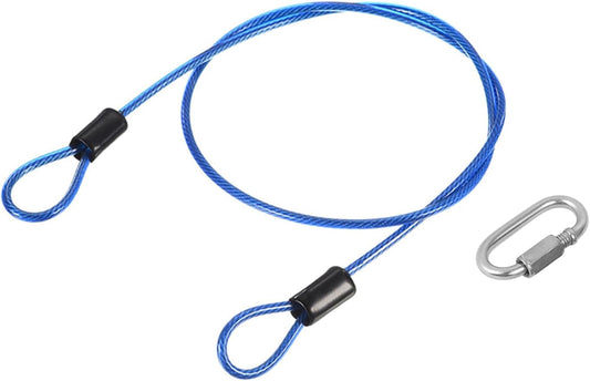 MECCANIXITY Security Cable with Plastic Coated Steel Locking Rope - Blue (4Pcs) - Includes Quick Oval Link Lock (4Pcs)