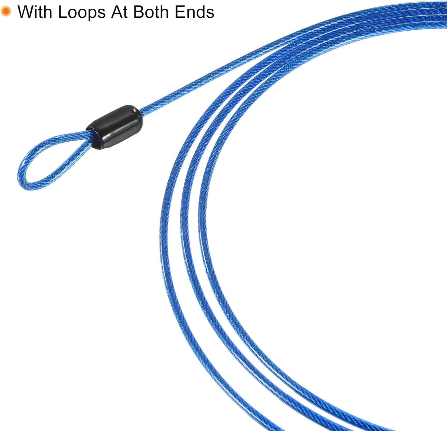 MECCANIXITY Security Cable with Plastic Coated Steel Locking Rope - Blue (4Pcs) - Includes Quick Oval Link Lock (4Pcs)