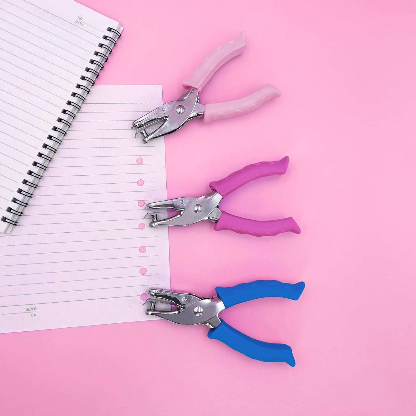 MECHEER Pink Handheld Single Hole Punch for Paper Crafts - 1/4" Circle Puncher with Soft Grip Handle for Kids and Adults in Home, Office, Classroom