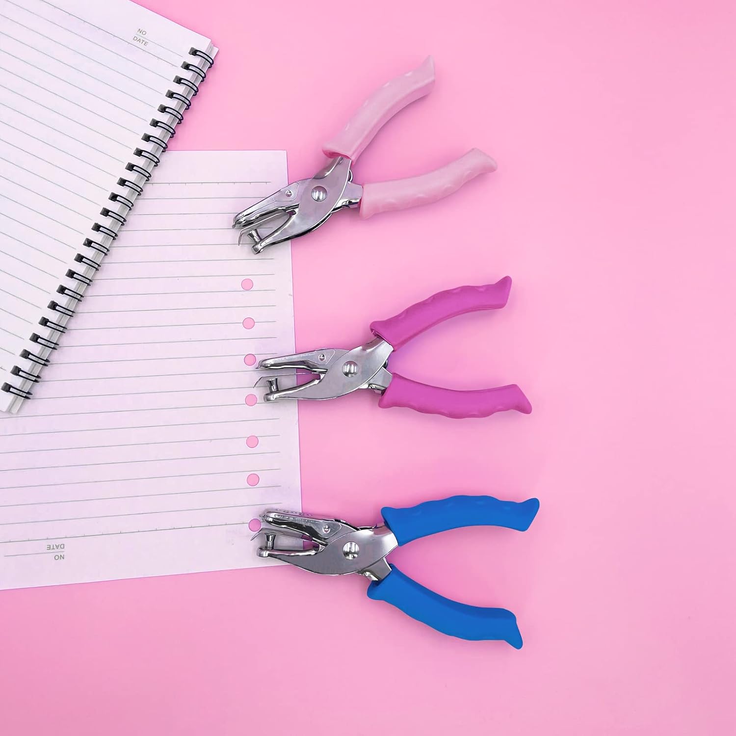 MECHEER Pink Handheld Single Hole Punch for Paper Crafts - 1/4" Circle Puncher with Soft Grip Handle for Kids and Adults in Home, Office, Classroom