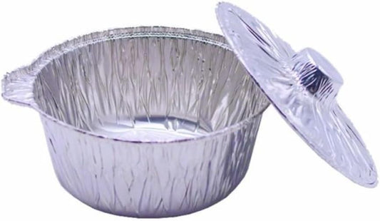 Medium 6-Inch Aluminum Foil Tin Boxes for Air Fryer - Disposable Paper Oil-Proof Steaming Basket Drip Pan Tray for BBQ, Non-Stick Kitchen Tool