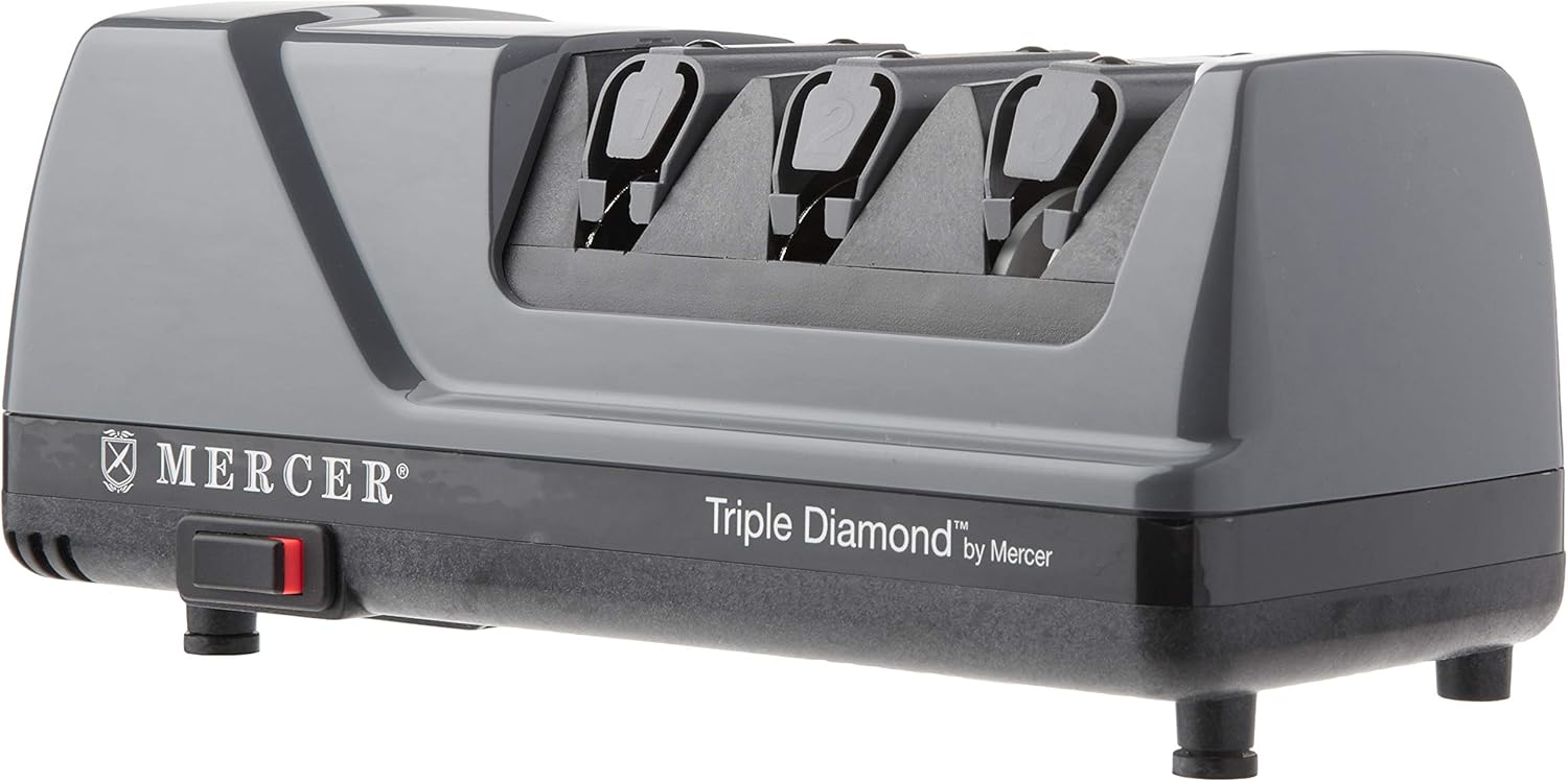 Mercer Culinary Electric Knife Sharpener with Triple Diamond 3-Stage Sharpening System