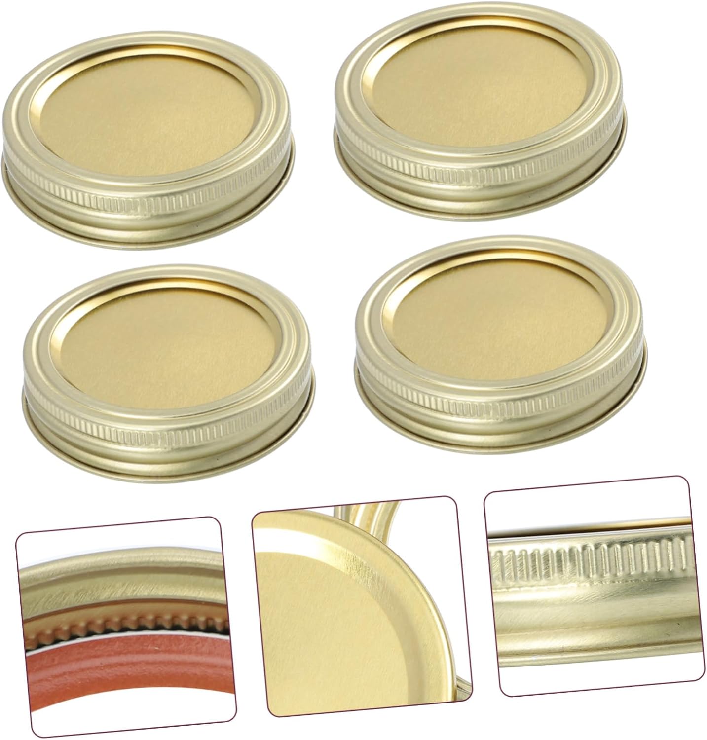 Metal Mason Jar Lids for Regular Mouth Canning - Airtight Leak Proof Storage Discs with Sealing Rings for DIY Projects and Food Preservation