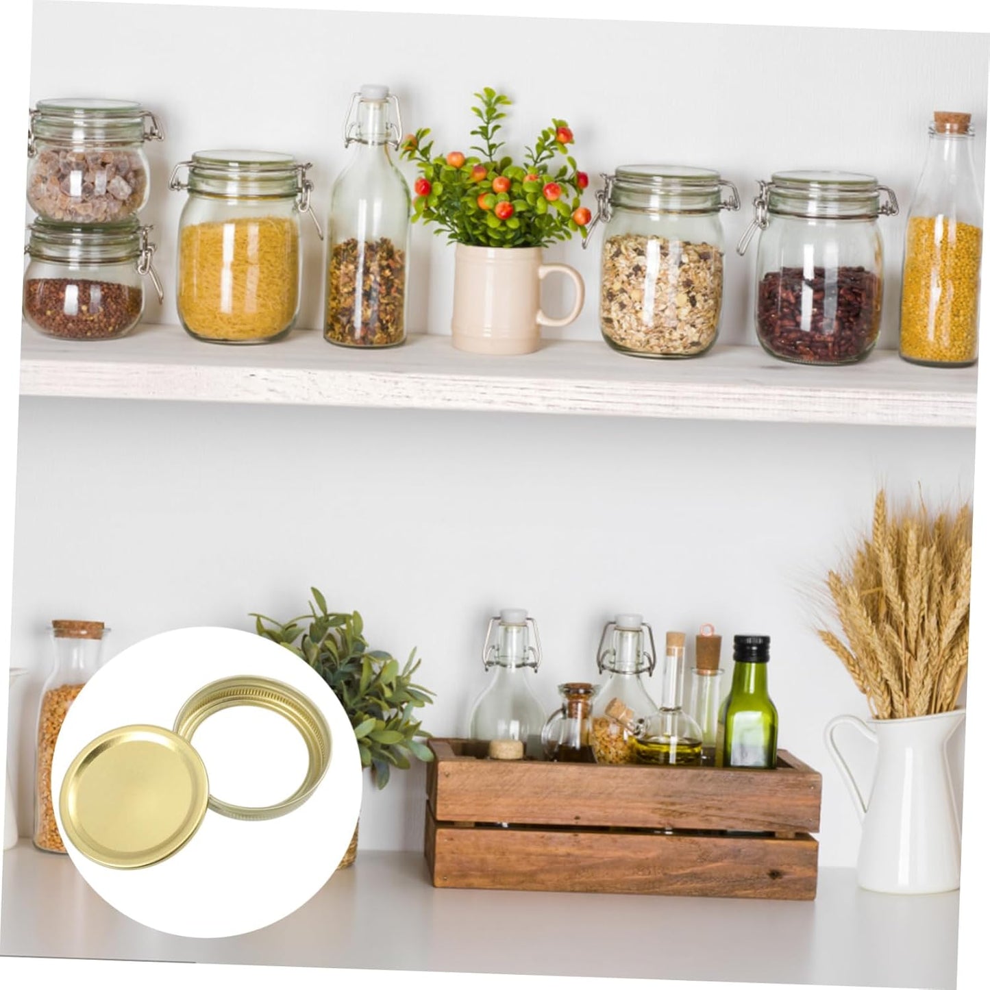 Metal Mason Jar Lids for Regular Mouth Canning - Airtight Leak Proof Storage Discs with Sealing Rings for DIY Projects and Food Preservation