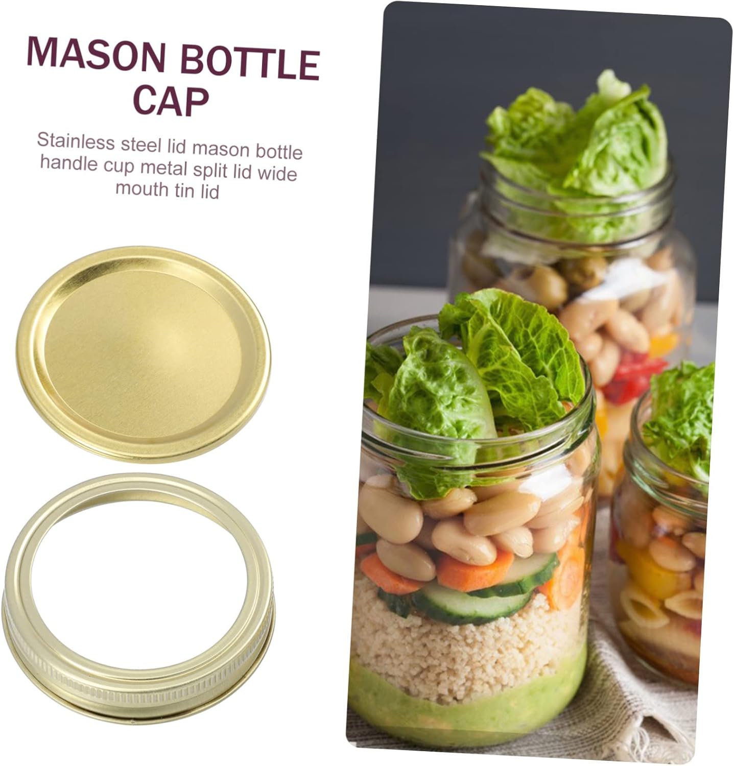 Metal Mason Jar Lids for Regular Mouth Canning - Airtight Leak Proof Storage Discs with Sealing Rings for DIY Projects and Food Preservation