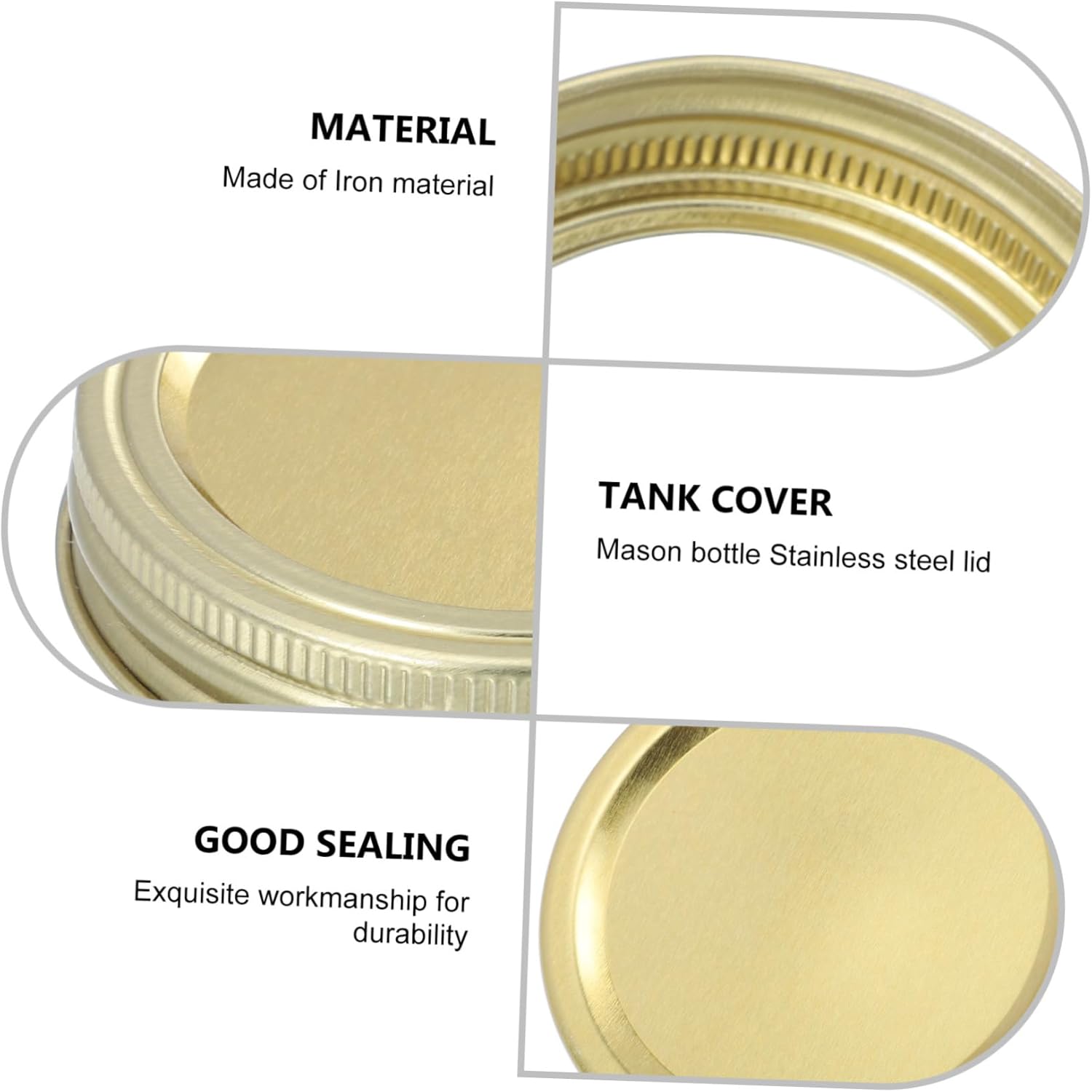Metal Mason Jar Lids for Regular Mouth Canning - Airtight Leak Proof Storage Discs with Sealing Rings for DIY Projects and Food Preservation