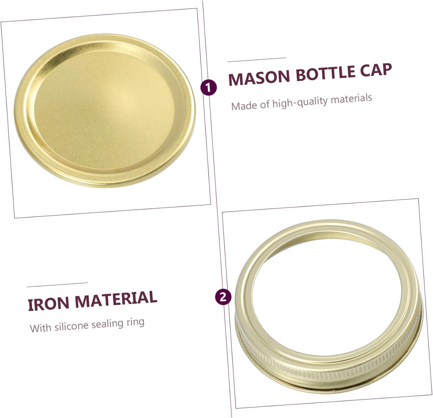Metal Mason Jar Lids for Regular Mouth Canning - Airtight Leak Proof Storage Discs with Sealing Rings for DIY Projects and Food Preservation