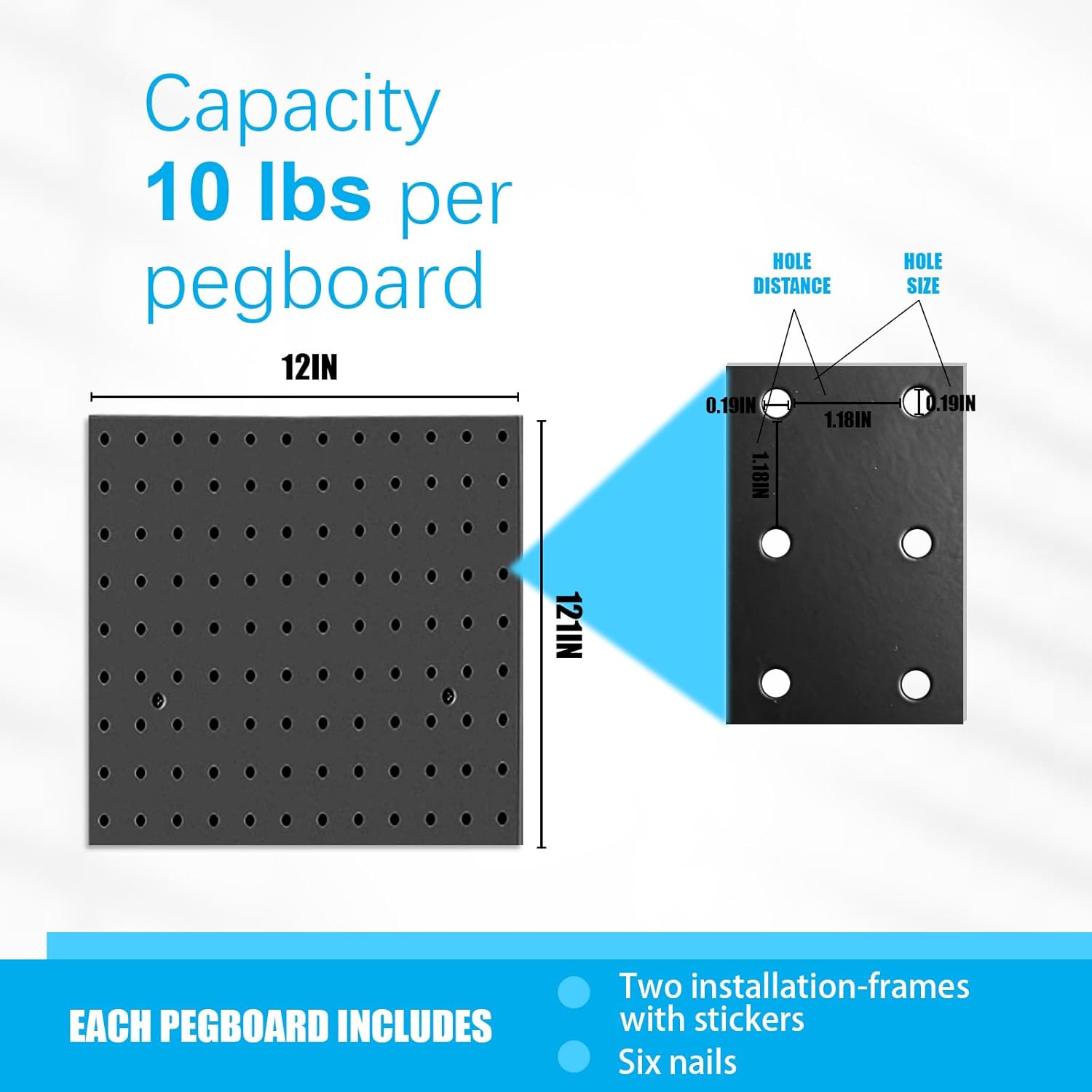 Metal Pegboard Combination Kit for Wall Organization - 4 Pegboards & 17 Accessories - Modular Hanging System for Crafts & Ornaments - 24" x 24" Black Board with Mounting Hardware